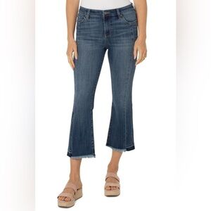 Liverpool Hannah Crop Flare Raw Hem Jeans 10 30 32 16 Oakhurst mid rise blue